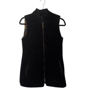 Women's black velvet vest S